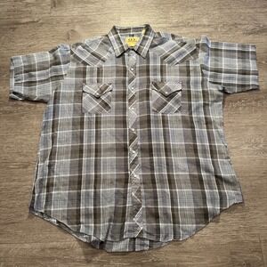 Vintage ELY Cattleman Shirt Mens XL Plaid Pearl Snap Cowboy Western‎ Rodeo Adult
